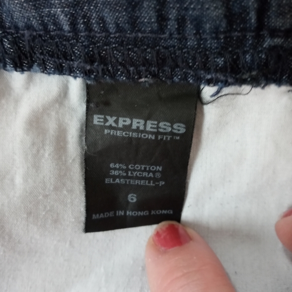Express Design Editor Wide Leg Dark Wash Jeans - Picture 9 of 10